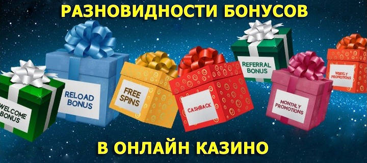 Разновидности бонусов в онлайн казино